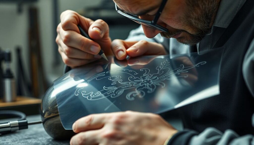 Гравировка на металле: декоративная роспись на кузове - иллюстрация