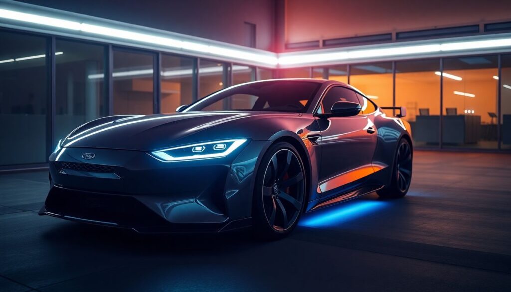 Элементы анимации на кузове: подвижные детали и свет - иллюстрация