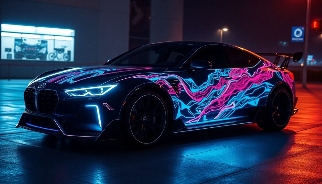 Элементы анимации на кузове: подвижные детали и свет - иллюстрация