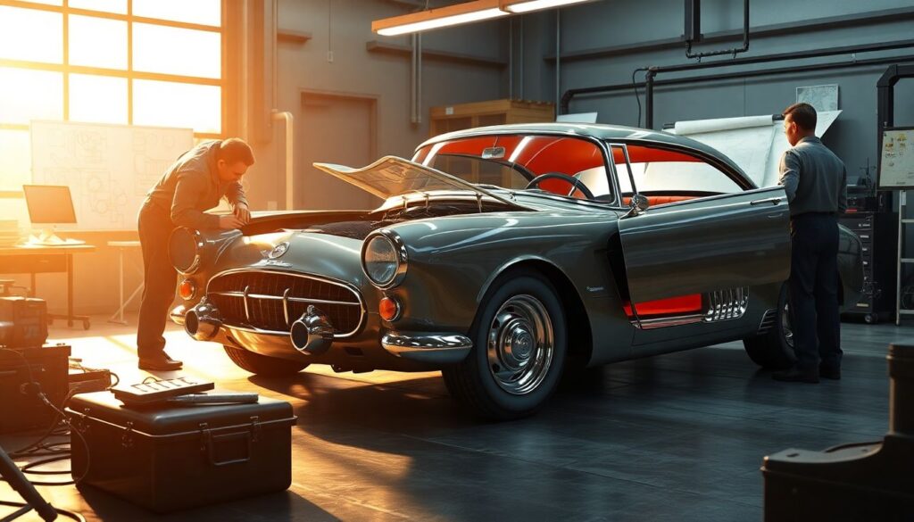 Винтажный ремастер: современные авто в стиле ретро - иллюстрация