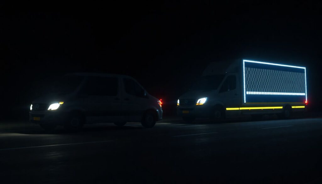 Светоотражающая графика в ночной езде - иллюстрация