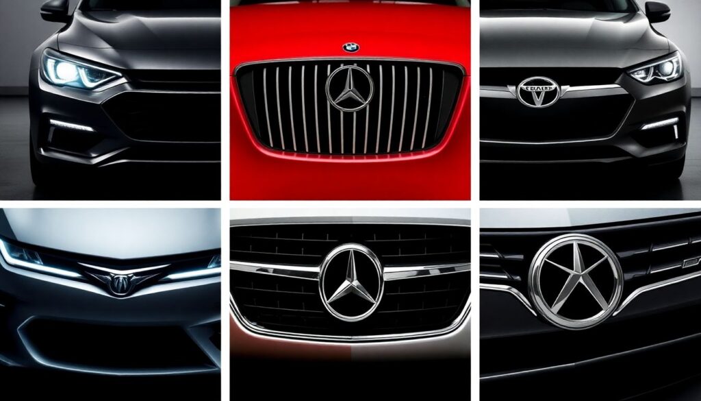 История брендинга фар и решеток - иллюстрация