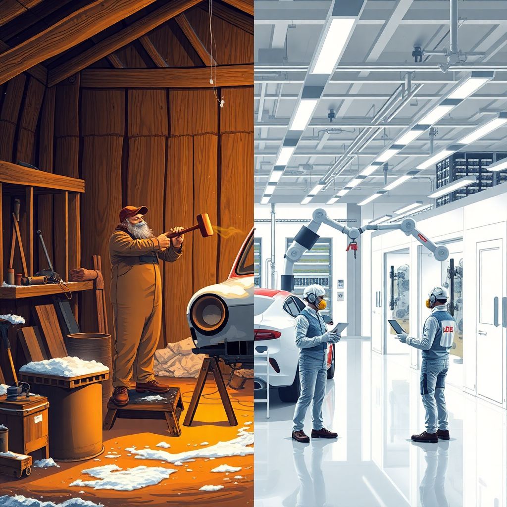 История кузовного ремонта: путь от ремесленных кузовщиков до современной робототехники