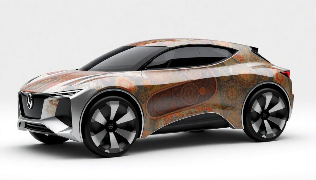 Переплетение культур в дизайне кузова - иллюстрация