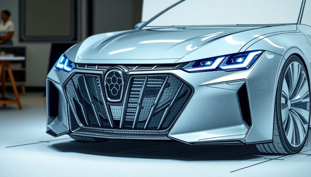 История икон дизайна: фара и решетка как символы - иллюстрация