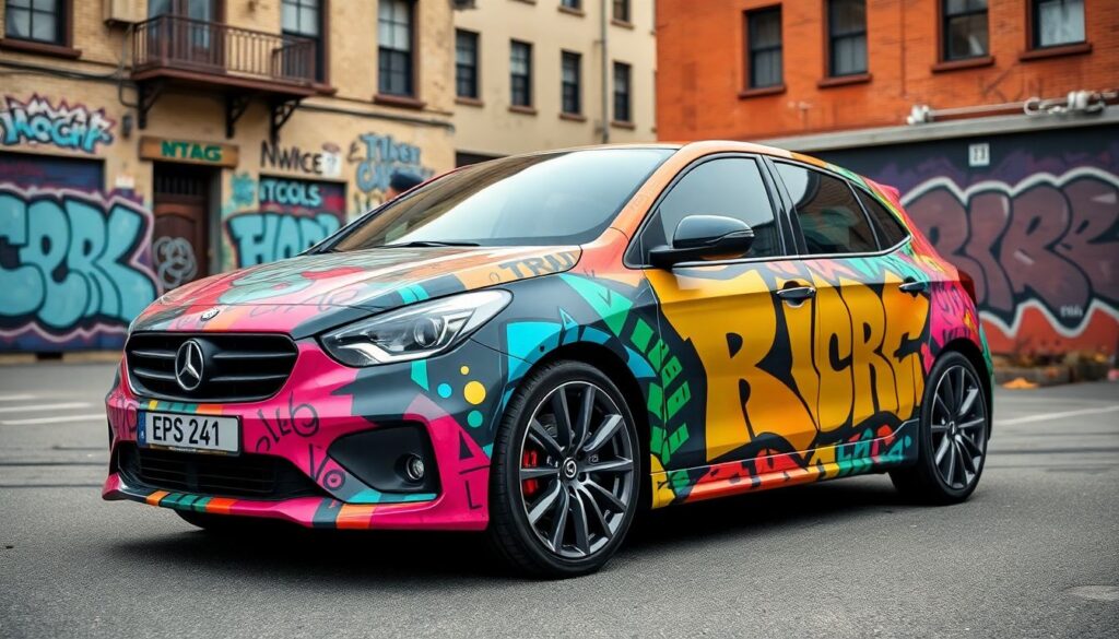 Графика в стиле а-ля граффити на кузове - иллюстрация