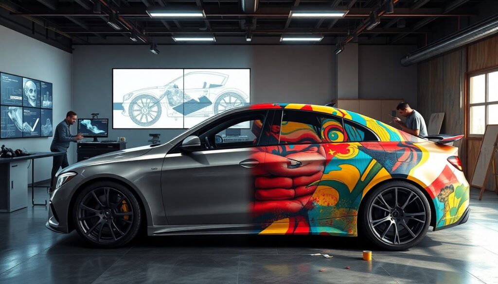 Графика в стиле а-ля граффити на кузове - иллюстрация