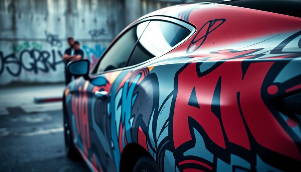 Графика в стиле а-ля граффити на кузове - иллюстрация